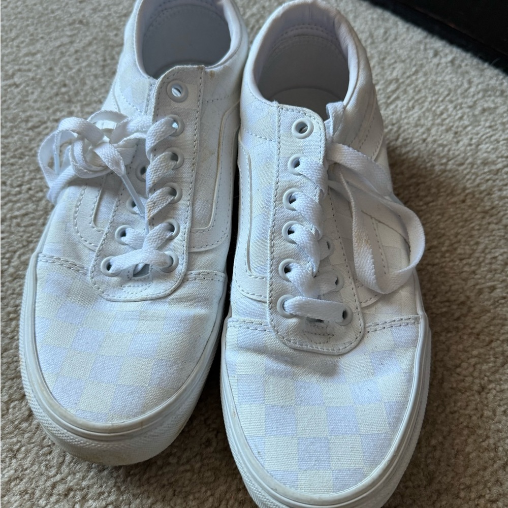 Vans White Checkerboard Low Top Sneakers